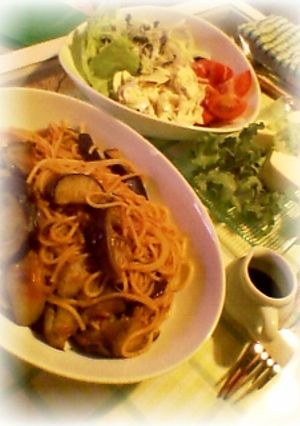 茄子のガーリックトマトパスタ-レシピのメイン写真