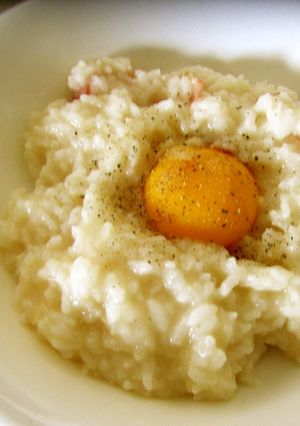 冷ご飯で♪簡単カルボナーラ風リゾット　-レシピのメイン写真