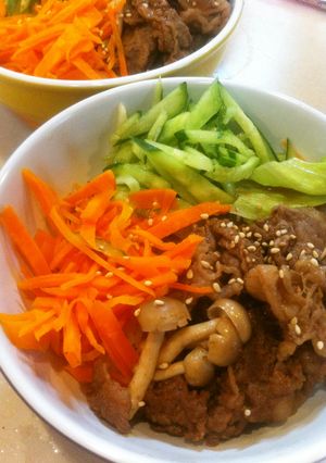 子供も大好き♪ランチに♪簡単焼肉3色丼♪-レシピのメイン写真