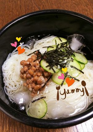納豆☆冷やしダシそうめん☆夏バテ解消-レシピのメイン写真