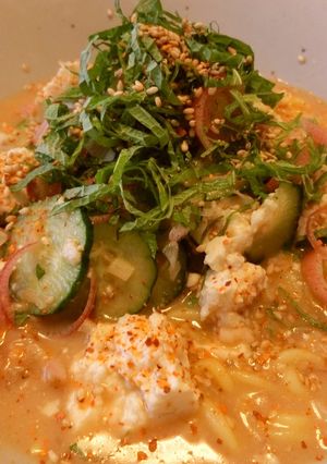 冷汁の素でコンニャク麺ゴマ冷やし中華風～-レシピのメイン写真