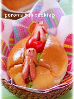 めちゃ可愛い♡ソーセー人ホットドッグ-レシピのメイン写真