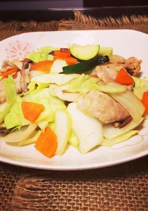 時短!簡単!豚肉とにんにくの夏野菜炒め♡-レシピのメイン写真