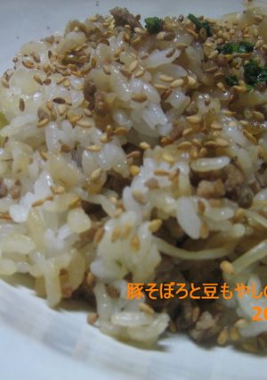 豚そぼろと豆もやしの混ぜご飯。-レシピのメイン写真