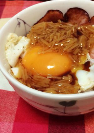 月見なめたけ丼-レシピのメイン写真