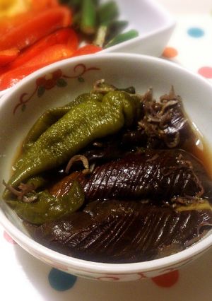 茄子と万願寺唐辛子と雑魚の炊いたん-レシピのメイン写真