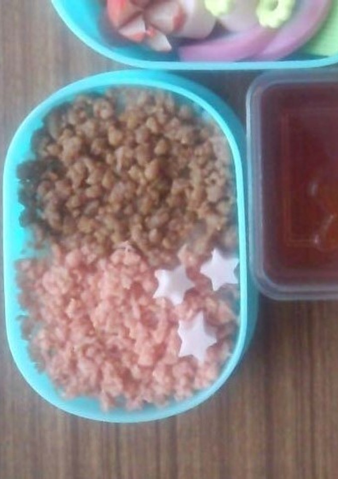 鶏そぼろと鮭の二色弁当♬-レシピのメイン写真
