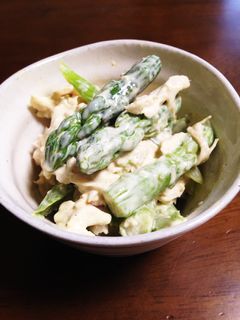 ささみとアスパラのわさびマヨ和え-レシピのメイン写真