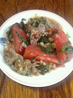 トマトとニラと牛肉の炒めもの(つゆだく)-レシピのメイン写真