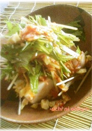 水菜とキムチで♪お豆腐の小さなおかず-レシピのメイン写真