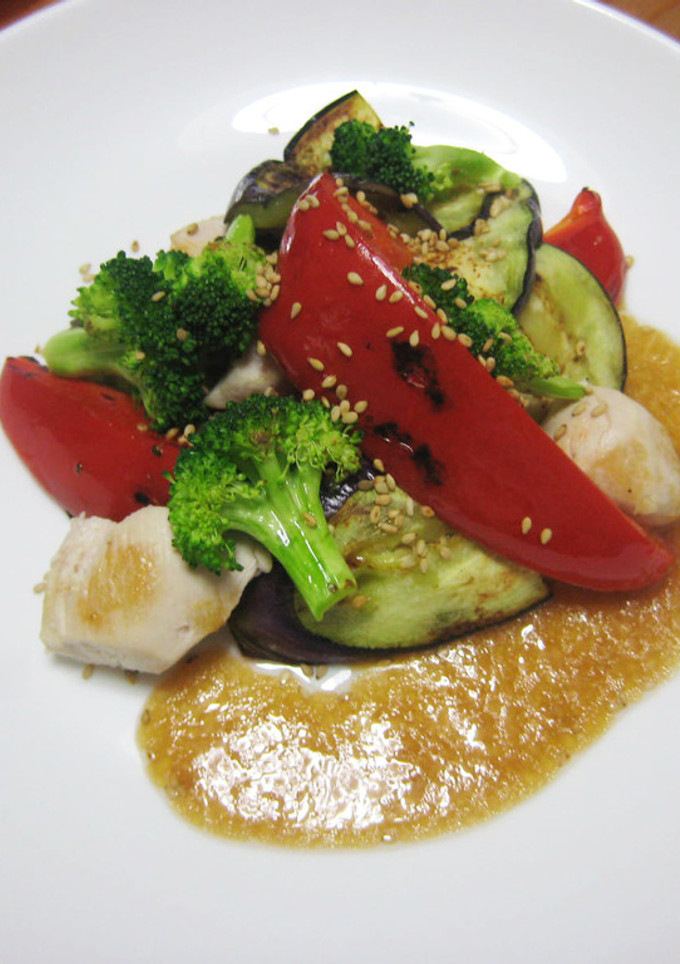 鶏ささみと焼き野菜のサラダ-レシピのメイン写真