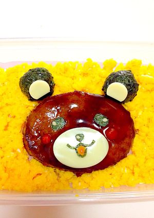 美味しいクマのハンバーグ卵そぼろ丼♡-レシピのメイン写真