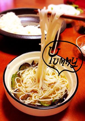 茄子と胡瓜とオリーブオイルの素麺つゆ-レシピのメイン写真