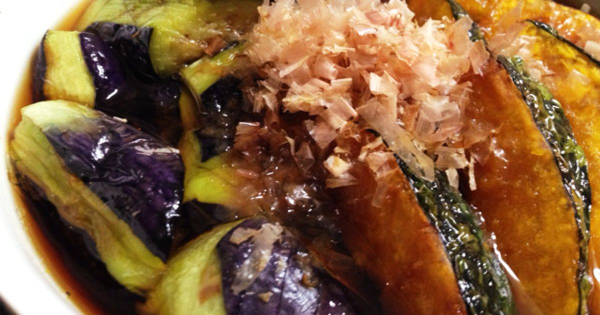 夏♪なすとかぼちゃのたっぷりつゆの煮浸し by やちゅぴちゅ