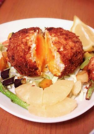 半熟卵の鶏ひき肉包み♡-レシピのメイン写真