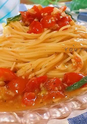 簡単おいしい♡トマトとバジルの冷製パスタ-レシピのメイン写真