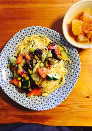簡単！夏野菜の冷製パスタ冷製冷麦、うどん-レシピのメイン写真