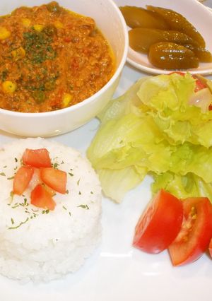レンジで❀キーマカレーのランチプレート-レシピのメイン写真