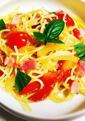 簡単!ミニトマトでスパゲティ-レシピのメイン写真