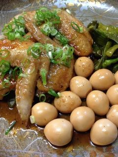 手羽先とうずらの玉子とシシトウのすっぱ煮-レシピのメイン写真