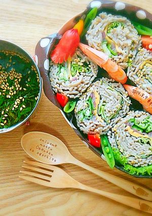 ☆巻き巻き海苔巻きお蕎麦弁当★-レシピのメイン写真
