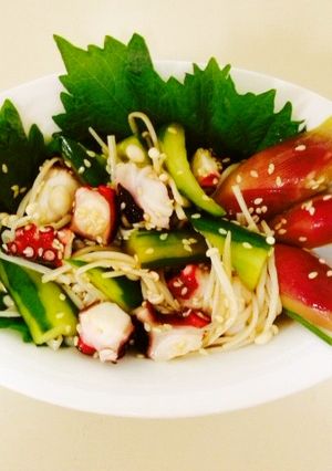 胡麻和え(たこ,きゅうり).純米酒-レシピのメイン写真