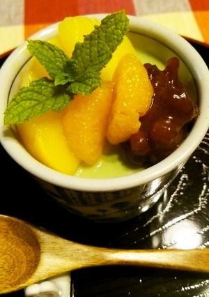 蕎麦猪口で！抹茶ミルク寒天♪-レシピのメイン写真