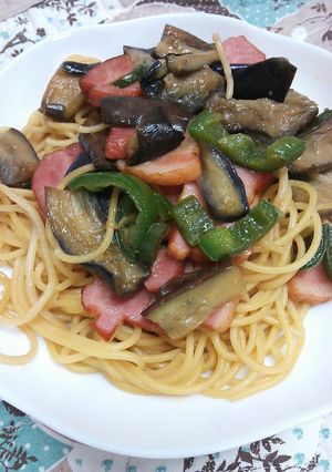 なす☆ピーマン☆ベーコンの簡単和風パスタ-レシピのメイン写真