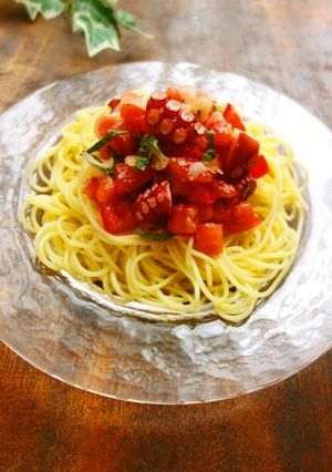 大葉香る♪タコとトマトの冷製パスタ-レシピのメイン写真