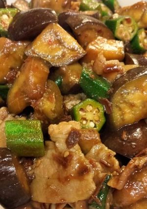夏野菜！茄子とオクラの豚肉麻婆炒め-レシピのメイン写真