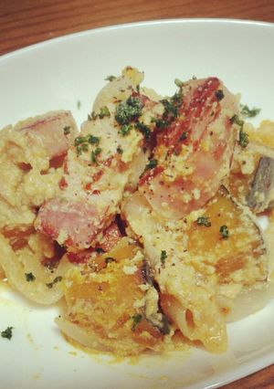 かぼちゃとベーコンの豆乳煮-レシピのメイン写真