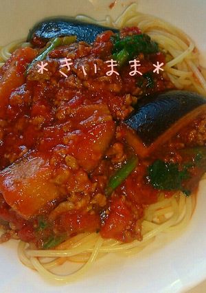 茄子とほうれん草のスパゲッティ-レシピのメイン写真