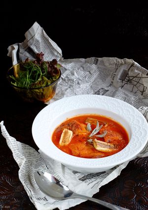 超こんがり♡ネギと鶏モモのトマトスープ！-レシピのメイン写真