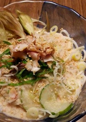 夏はコレ！鯵の冷や汁風うどん♪-レシピのメイン写真