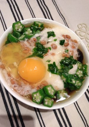 ヘルシー！とろろオクラ納豆うどん-レシピのメイン写真