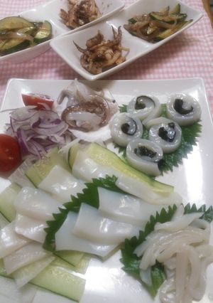 １杯のイカでお刺身・バター焼き・キムチ味-レシピのメイン写真