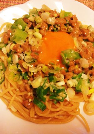 納豆とオクラのねばねばパスタ♡-レシピのメイン写真