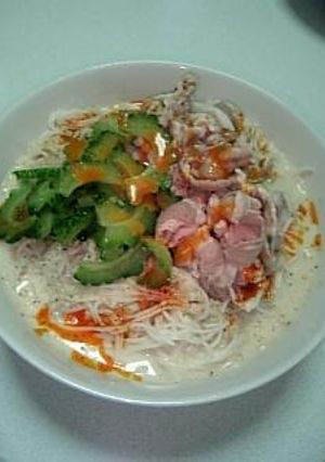 栄養満点！豚とゴーヤの冷製白坦々麺-レシピのメイン写真