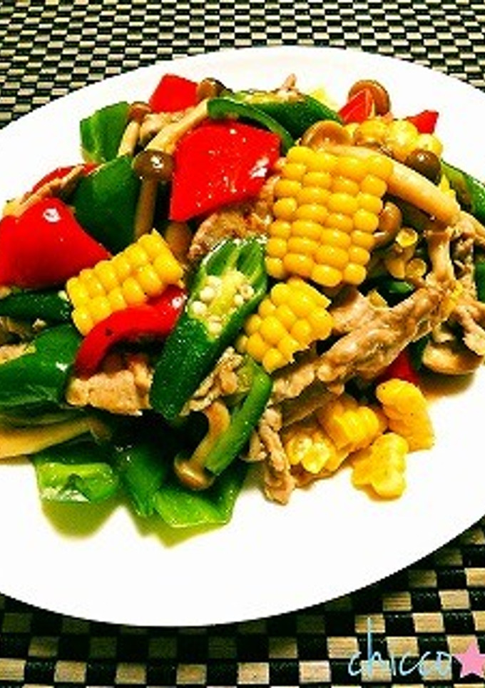 ★彩り鮮やか♪夏野菜と豚肉の塩炒め★-レシピのメイン写真