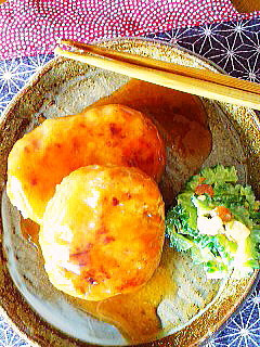 肉なし◆水煮大豆で和風テリヤキハンバーグ-レシピのメイン写真