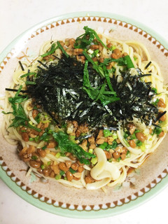 冷、温どちらでも♪イカ納豆スパゲティ-レシピのメイン写真