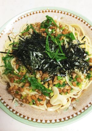 冷、温どちらでも♪イカ納豆スパゲティ-レシピのメイン写真