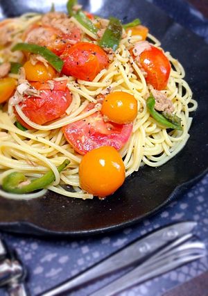 甘長唐辛子とトマトの彩りパスタ✿-レシピのメイン写真