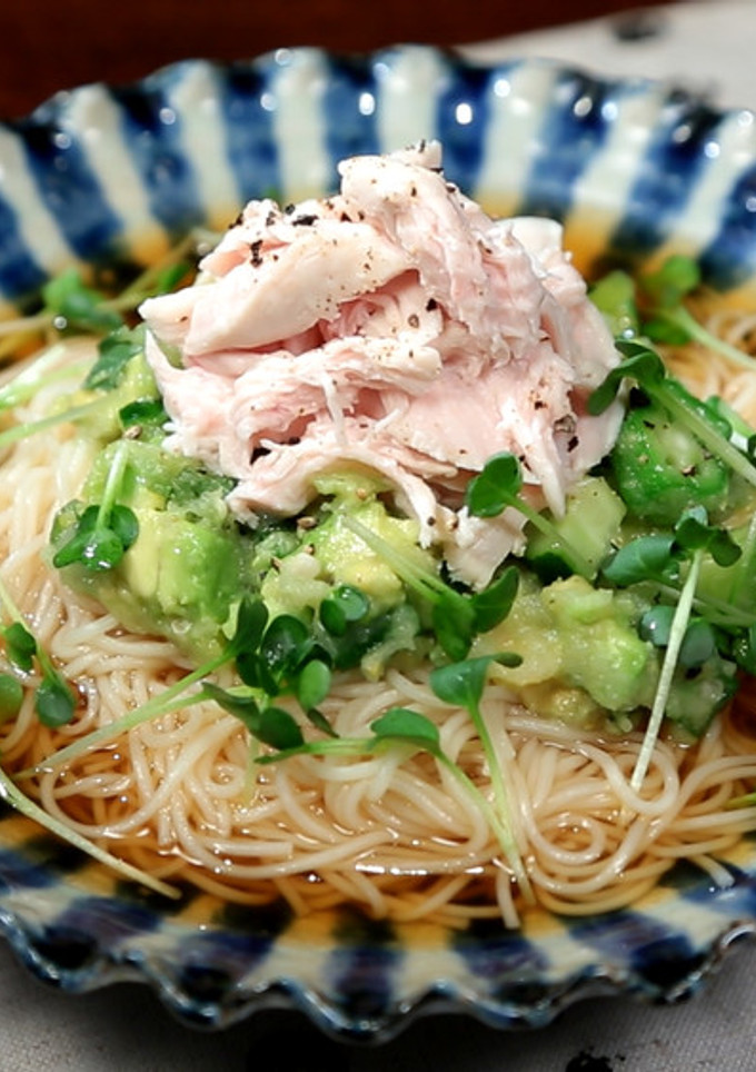 夏野菜と鶏ささみのさっぱりそうめん-レシピのメイン写真