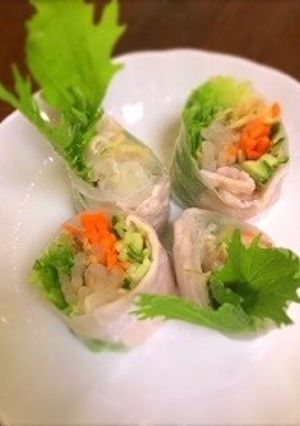 茗荷と冷しゃぶの生春巻き-レシピのメイン写真
