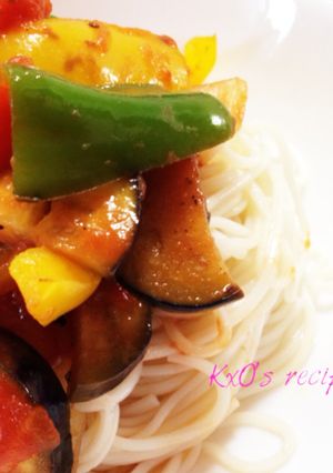 *夏野菜を乗せた素麺*-レシピのメイン写真