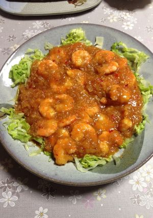汗だくになるエビチリ〜-レシピのメイン写真