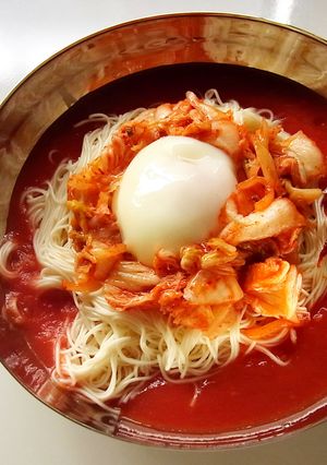 キムトマ素麺～温玉のせ～-レシピのメイン写真