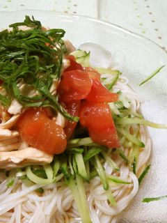 トマトと鶏むね肉の冷そうめん-レシピのメイン写真