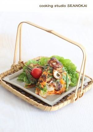 さんまの蒲焼きとニラのチヂミ風　-レシピのメイン写真
